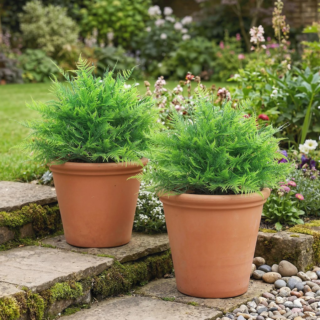 HOMCOM Tufe de ferigă Boston artificiale rezistente la UV, plante artificiale cu țăruși, set de 2, 60 cm pentru grădină, verandă | Aosom Romania