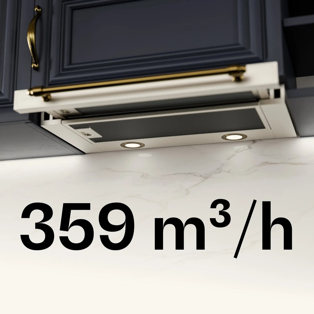 Klarstein Hota extensibilă Victoria, elegantă, cu design retro inspirat, atemporală, EEC A++, debit de aer 359 m³/h, 60 cm.