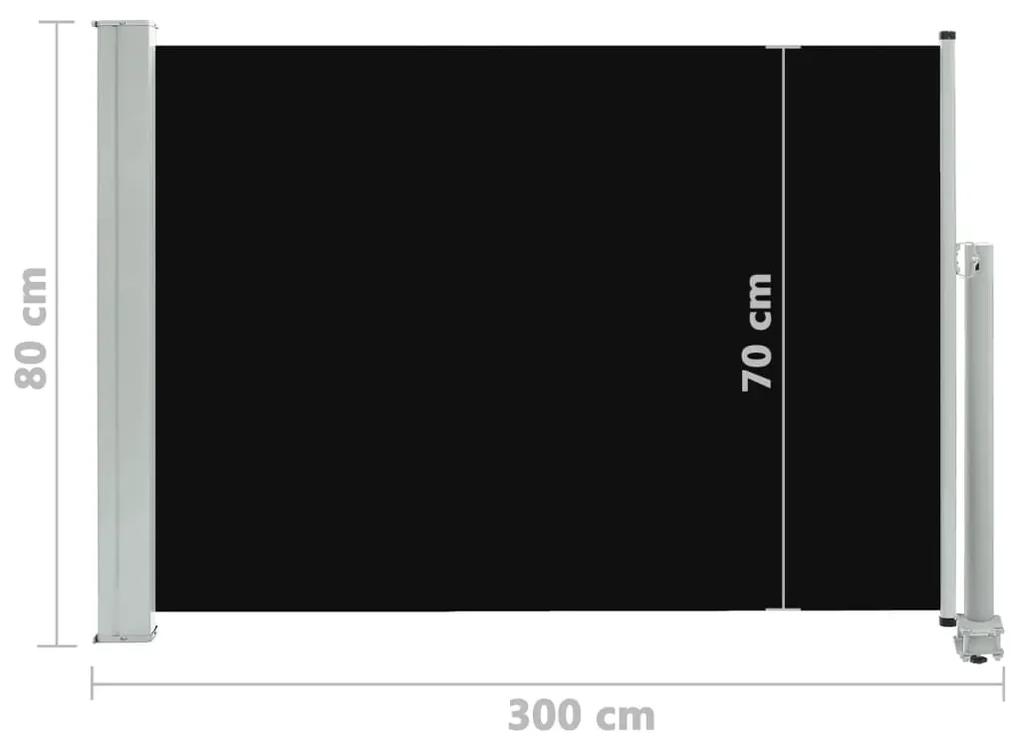 Copertina laterala retractabila de terasa, negru, 80 x 300 cm Negru, 80 x 300 cm