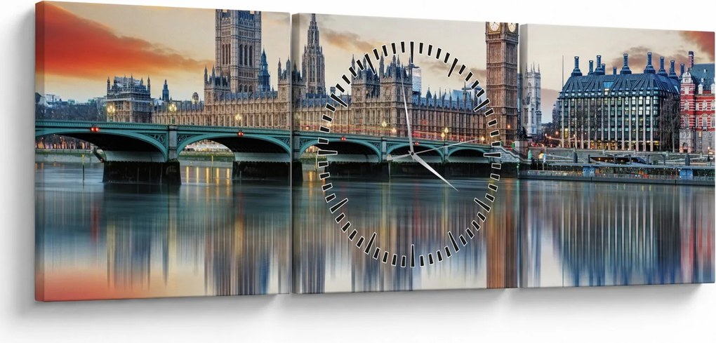 Tablou - Houses of Parliament din Londra (cu ceas) (90x30 cm)