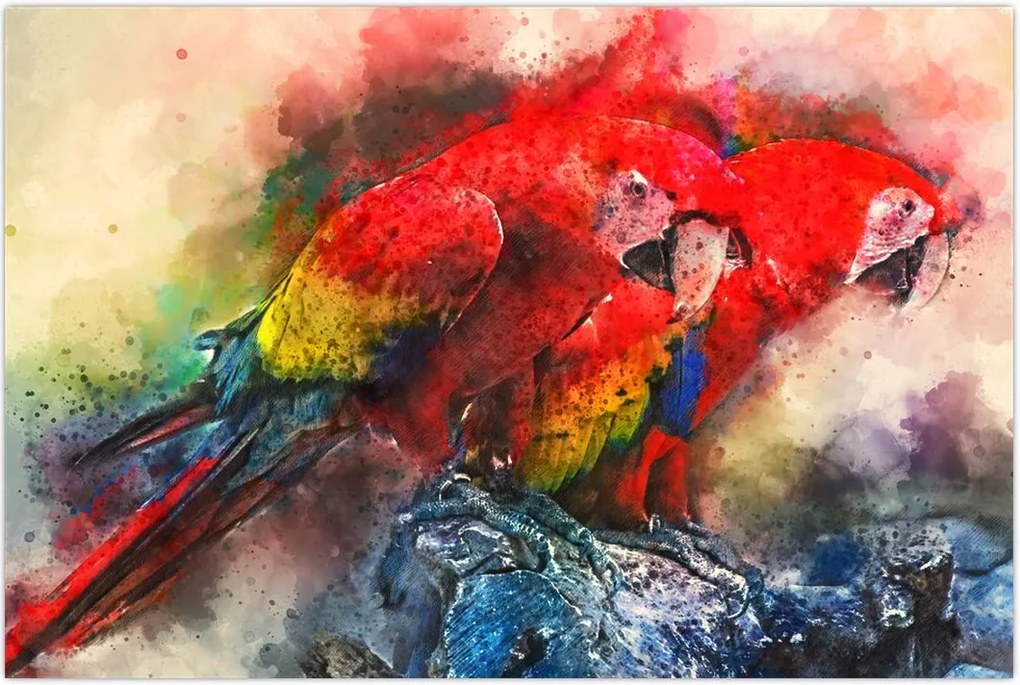 Tablou - Papagali roșii ara (90x60 cm)