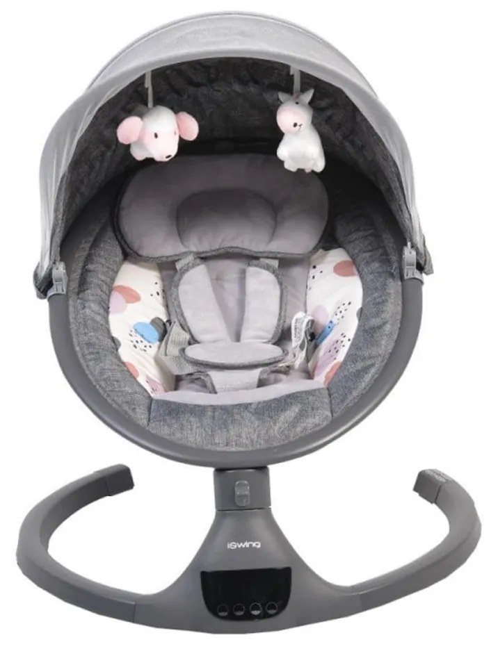 Balansoar Pentru Bebelusi cu conectare la priza si telecomanda NOVOKIDS ™ iSwing , Cu plasa insecte, Multifunctional, Pliabil, 5 viteze de leganare,
