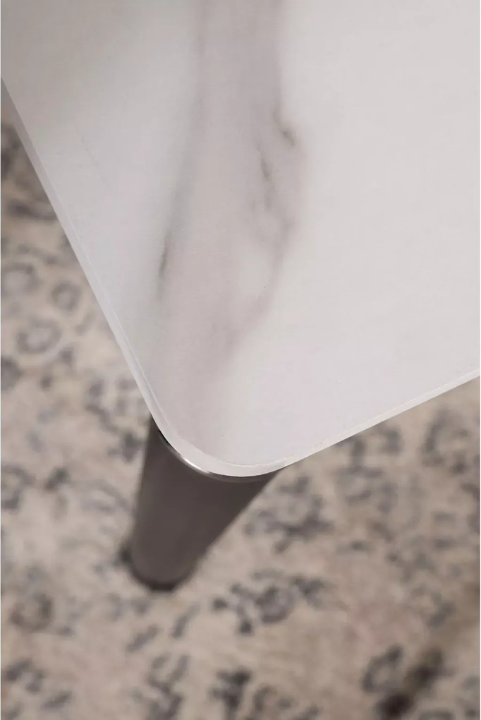 Masa de dining neagra DAMAR 100x70 cm, decor marmura alba