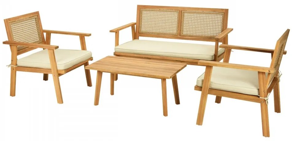 Set de grădină Kekarta (accacia + crem) (pentru 4 persoane). 1106306