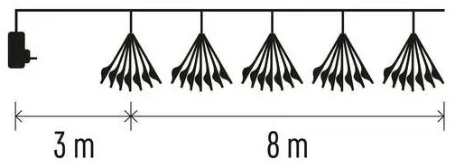 Instalație LED de Crăciun 450xLED/11m alb cald