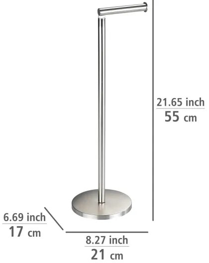 WENKO 22985100 - Suport pentru hârtie igienică, 21 x 55 cm, inox/argintiu