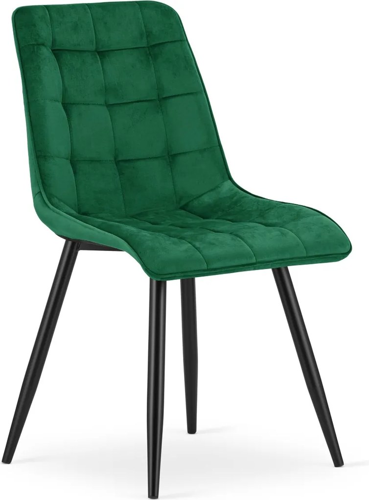Scaun de masa SPLIT VELVET cu picioare negre, verde