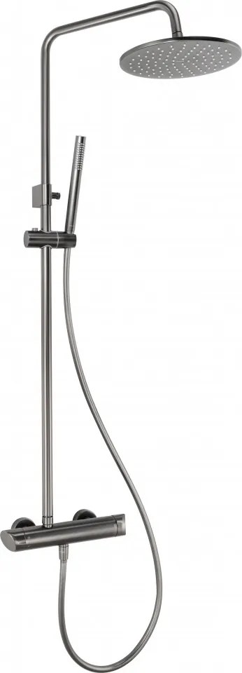 Cascada Arnika Titanium set de dus cu baterie, para de dus si dispersor fix forma rotunda finisaj antracit NACD1QK