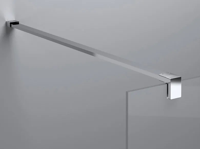 Paravan de dus walk-in 80x200 cm, crom, sticla transparenta, montare dreapta, Ronal PUR