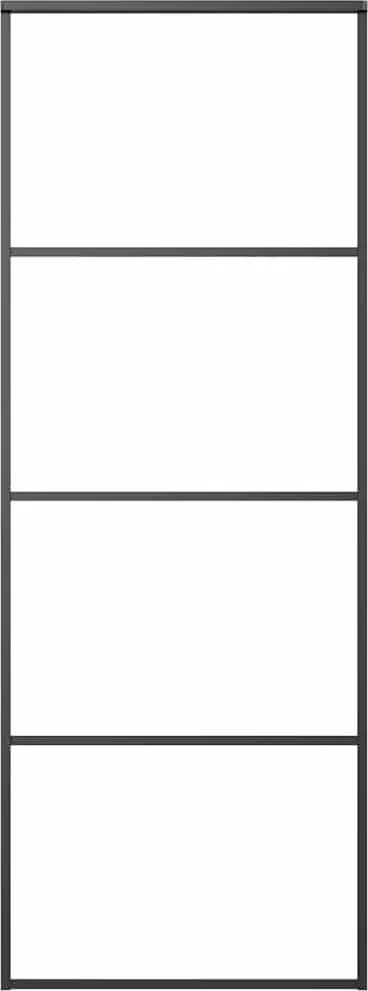 vidaXL Ușă glisantă, negru, 76x205 cm, sticlă mată ESG și aluminiu