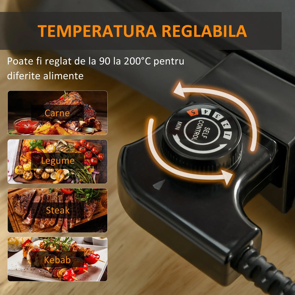 Gratar electric HOMCOM antiaderent,1600W | Aosom Romania