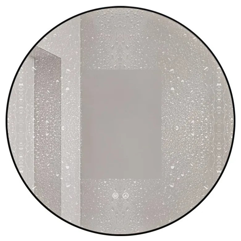 🪞 Oglindă LED cu Touch și Funcție Dezaburire, 3 Tipuri de Lumină – Ø70 cm, Ramă Negru Mat, Model J188-70 Smack