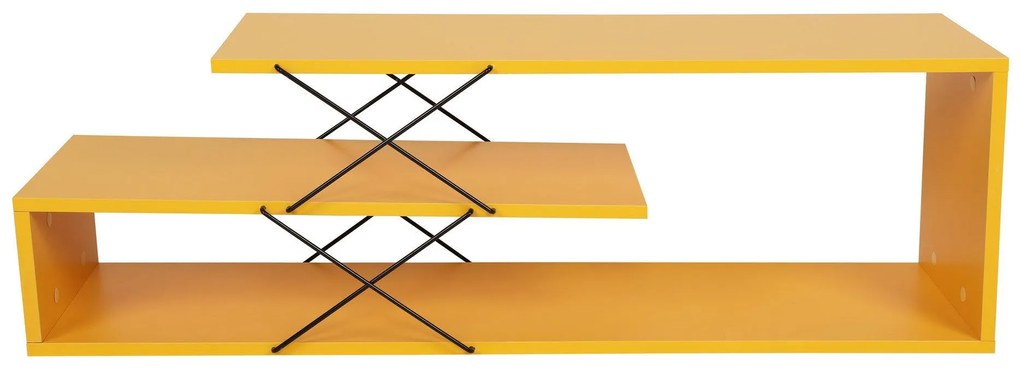 COMODA TV Zigzag, Alb - Gri - Galben - Stejar - Maro, 120 x 40 x 30 cm