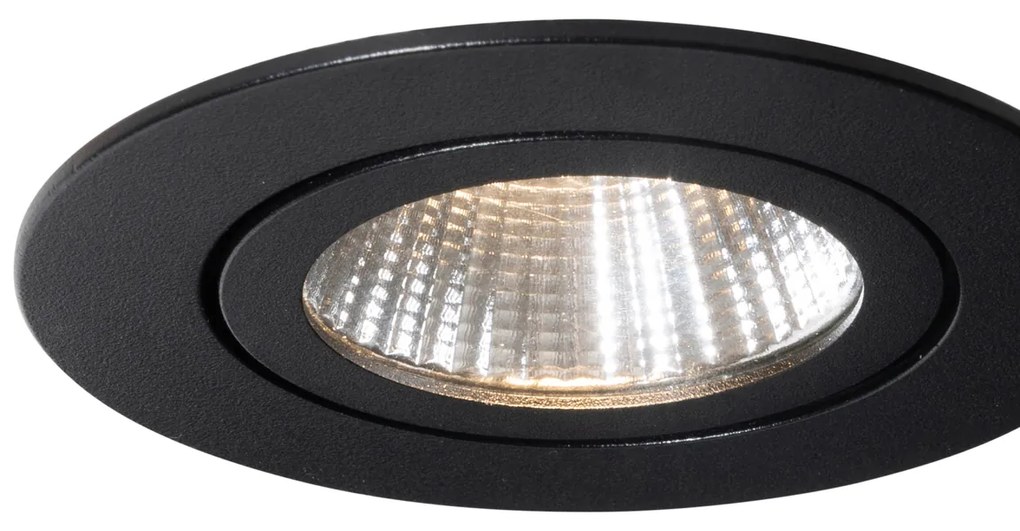 Set van 6 inbouwspots zwart 6,8cm incl. LED 750 lm dimbaar IP23 - Gaius