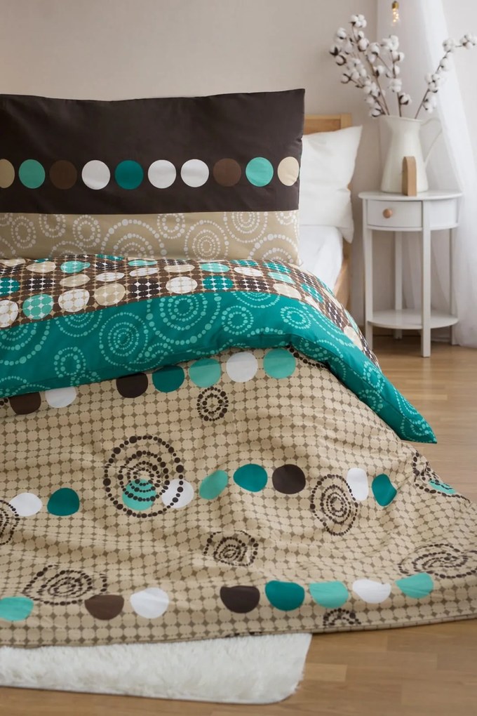 Lenjerie de pat din polibumbac CIRCLES GREEN, verde Dimensiune lenjerie de pat: 2 buc 70 x 90 cm | 200 x 220 cm