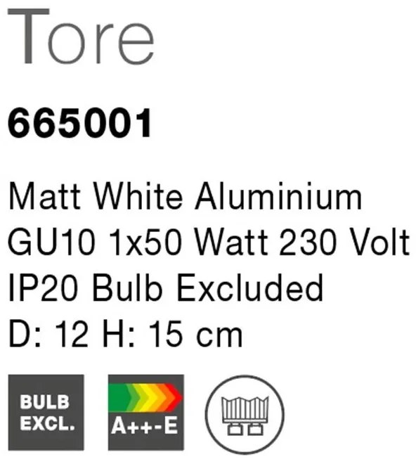 Plafoniera moderna tip spot Tore 1L alba NVL-665001