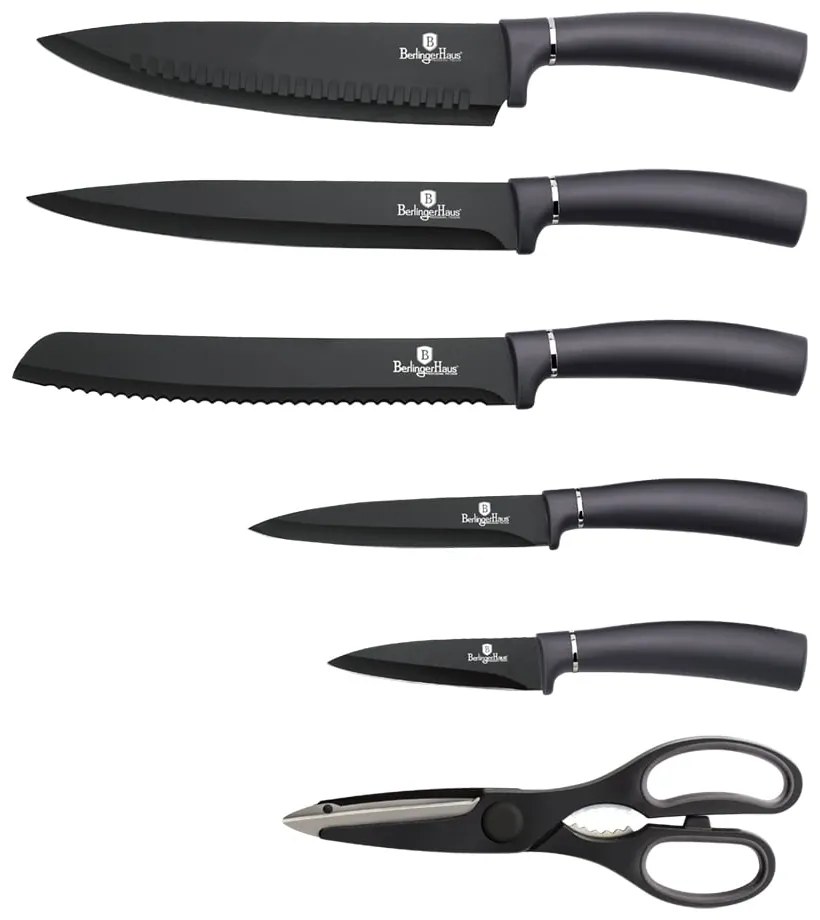 Set de cutite cu stativ 7 piese Carbon Pro Berlinger Haus BH 2600