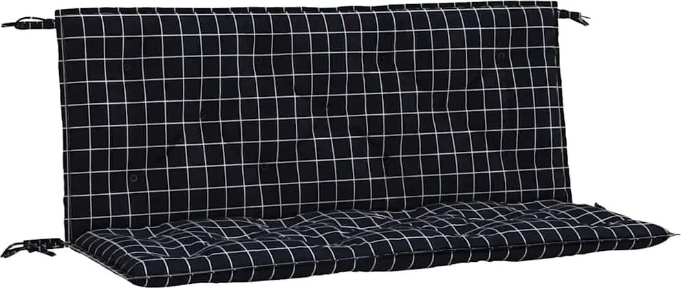 vidaXL Perne bancă de grădină 2 buc. negru carouri 120x50x7 cm textil