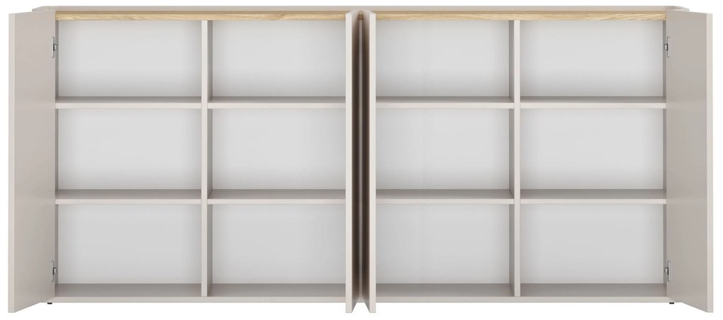 Comodă cu patru uși Elivo 200 cm - kashmir / stejar uleiat