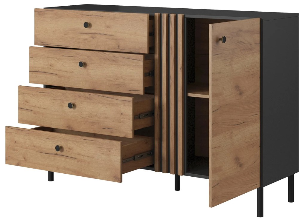 Comodă Dalde D4S (Stejar craft auriu + antracit). 1071345