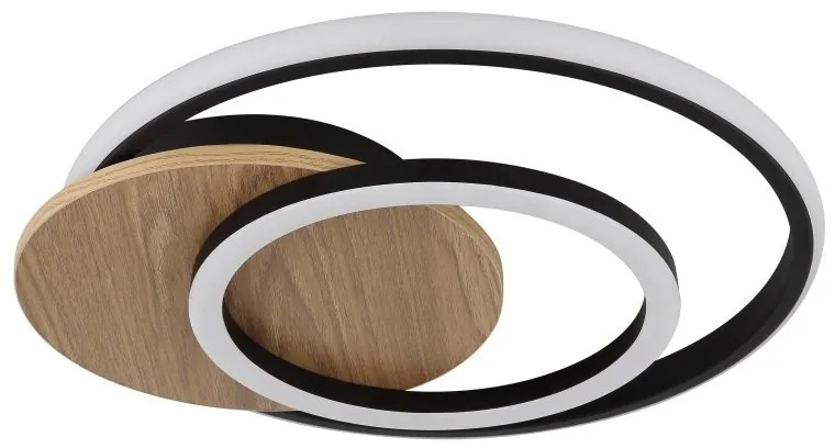 Plafoniera LED design circular JULIO negru/lemn