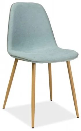 Scaun tapitat cu stofa, cu picioare metalice Dual Mint / Oak, l44xA40xH86 cm