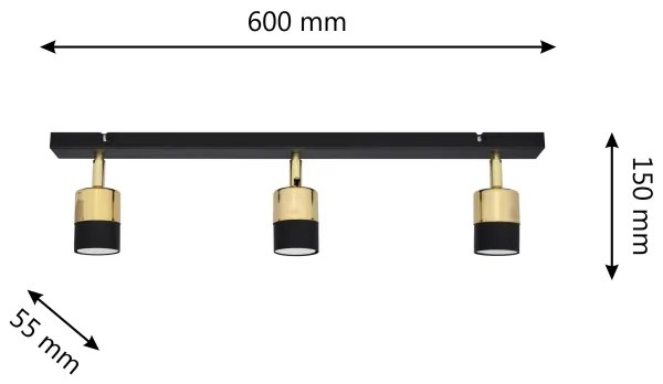 Spot LED TUBSSON 3xGU10/4,8W/230V negru/auriu