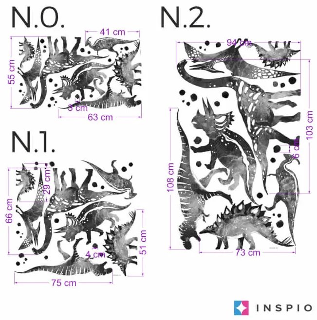 INSPIO Autocolante pentru perete - Dinozauri alb-negru