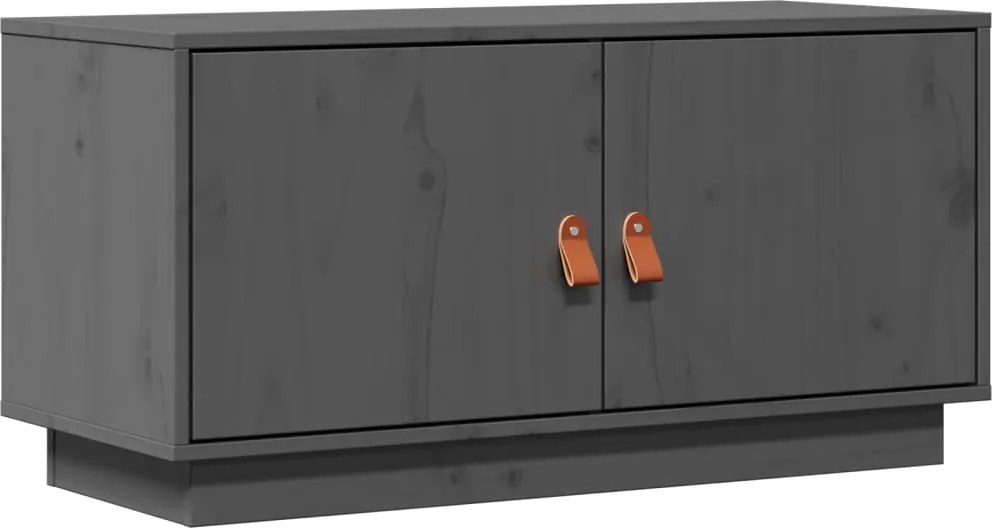 vidaXL Comodă TV, gri, 80x34x40 cm, lemn masiv de pin