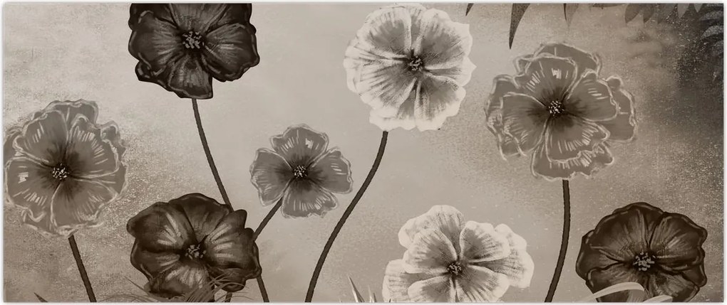 Tablou - Flori desenate (120x50 cm)