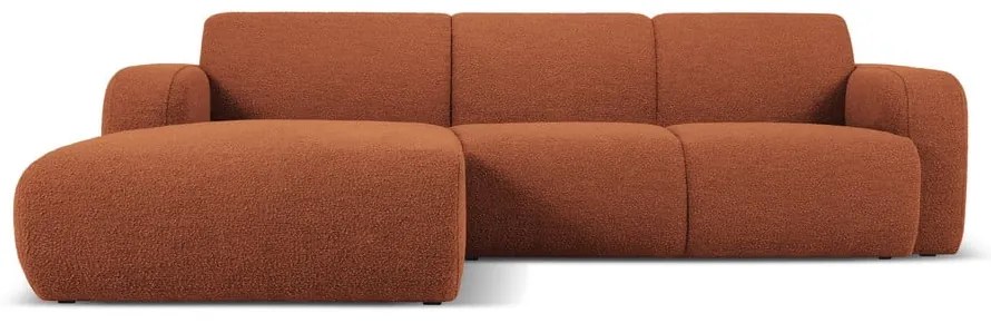 Colțar maro cu tapițerie din stofă bouclé (colț stânga) Molino – Micadoni Home