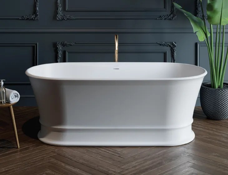 Cada baie freestanding ovala, compozit, 170 x 84 cm, Cast Marble Alcamo 170 x 84 cm