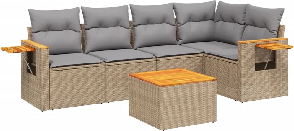 vidaXL Set canapele de grădină cu perne, 6 piese, bej, poliratan