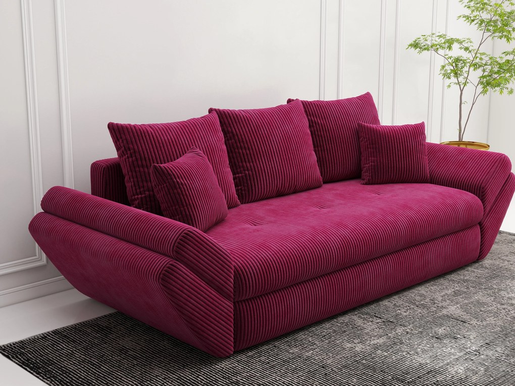 Canapea extensibilă dumonde cu ladă de depozitare si sezut confortabil din spuma high-density, Loana Zoom Rosu 250x100 cm