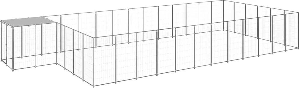 vidaXL Padoc pentru câini, argintiu, 22,99 m², oțel