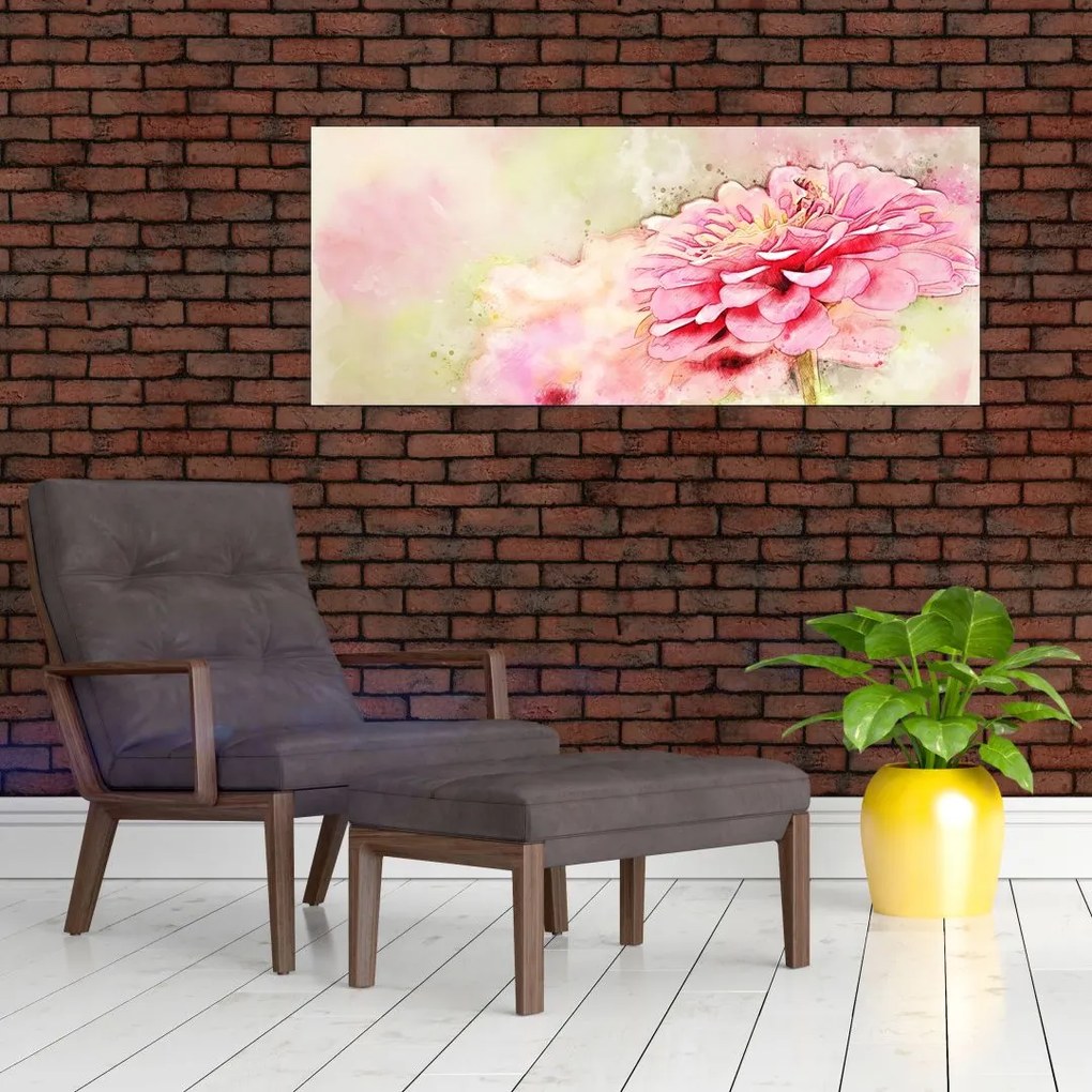 Tablou - Floare roz, aquarel (120x50 cm)
