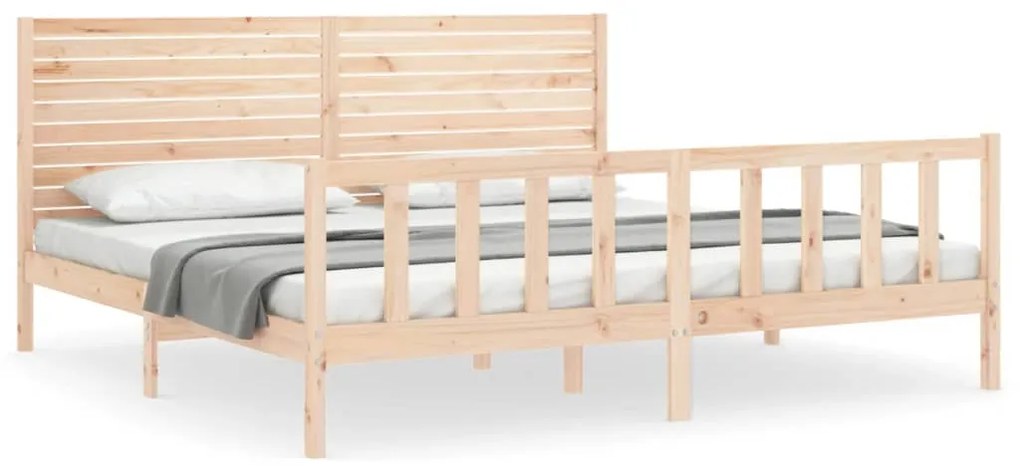 3193226 vidaXL Cadru pat cu tăblie 200x200 cm, lemn masiv de pin