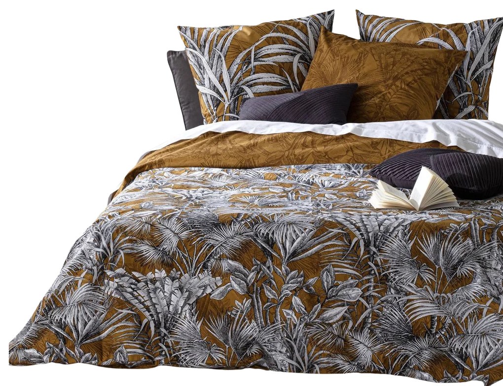 Set de lenjerie de pat CANOPEIRA din bumbac, motiv frunze tropicale, 240 x 220 cm