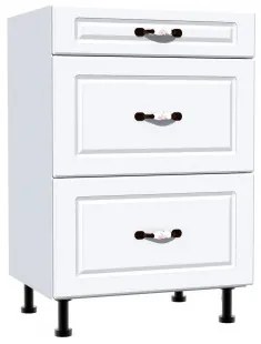 Corp inferior 50 cu 3 sertare metalice greutate Zebra MDF alb