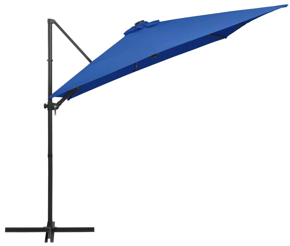Umbrela suspendata cu LED si stalp otel, azuriu, 250 x 250 cm azure blue, 250 x 250 cm