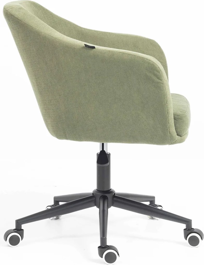 HR832K Scaun Catifea Reiată Premium culoare verde salvie cu Bază Neagră