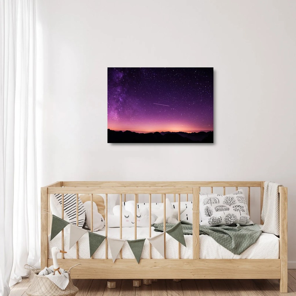 Tablou pe sticlă cu cerul și stea căzând (70x50 cm)