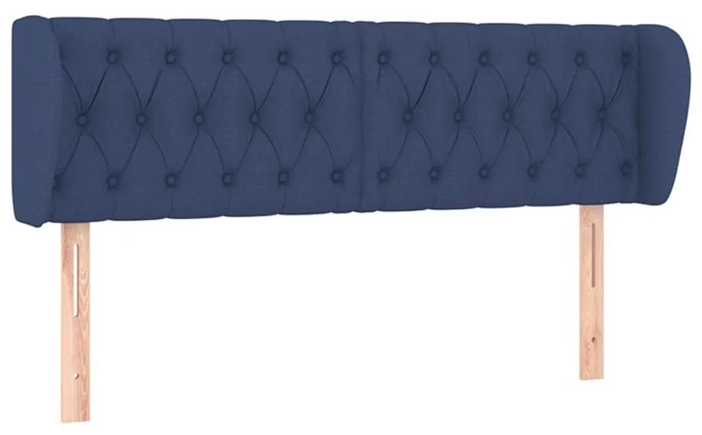 3117492 vidaXL Tăblie de pat cu aripioare, albastru, 163x23x78/88 cm textil