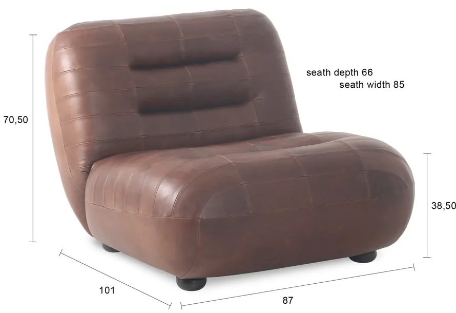 Fotoliu maro cu tapițerie din piele Wyatt – Dutchbone