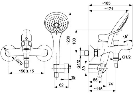 Set de cadă cu baterie KFA Armatura 5244-510-00 MORRIS crom