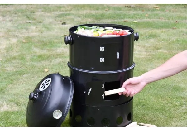 Afumătoare cu cărbuni 3 în 1 neagră