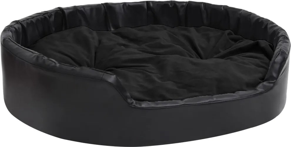vidaXL Pat pentru câini, negru, 99x89x21 cm, pluș/piele ecologică