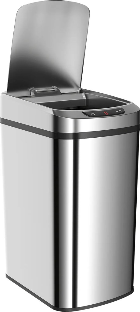 HOMCOM Coș Gunoi 12L cu Senzor Infraroșu, Buton Touch și Găleată Detașabilă, Coș de Gunoi din Oțel Inoxidabil, ABS și PP, 28x22x41 cm, Argintiu | Aosom Romania