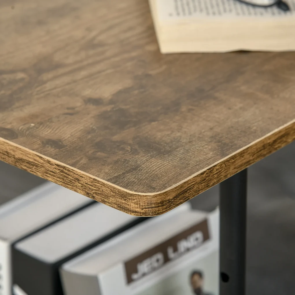 HOMCOM Măsuță de Sufragerie Noptieră Reglabilă în Înălțime Design Rustic Maro | Aosom Romania