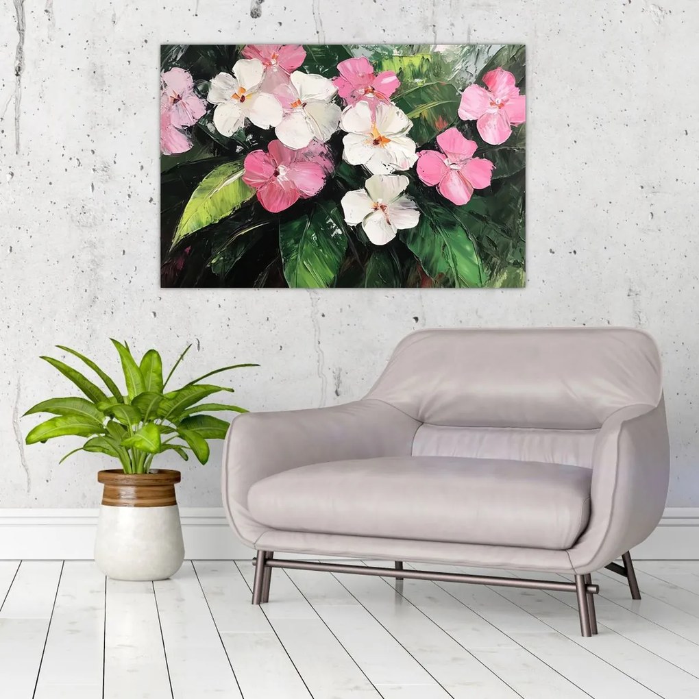 Tablou - Flori roz și albe (90x60 cm)